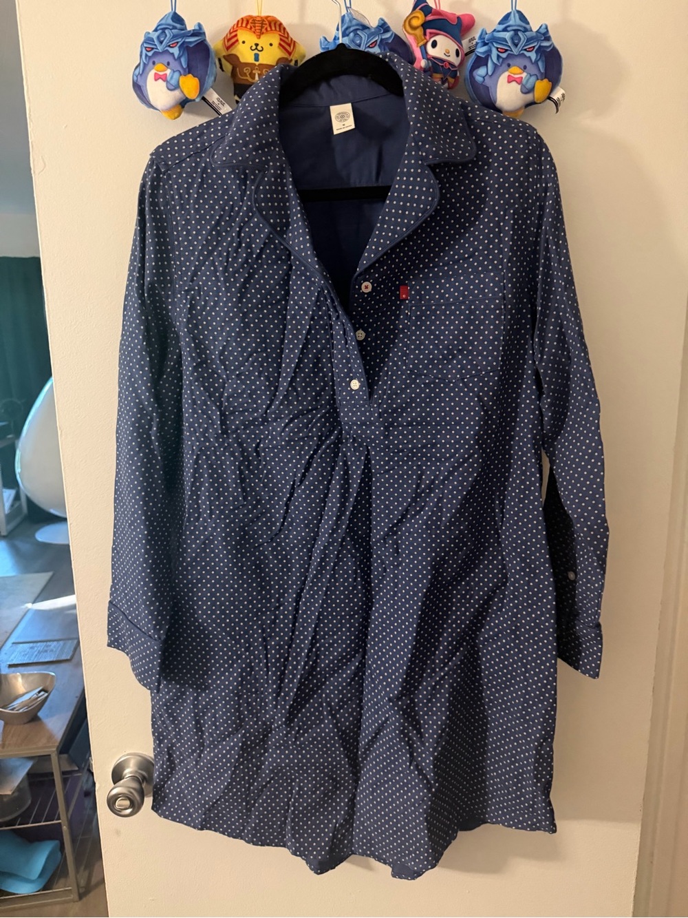 Levi's Navy Blue Polka Dot Button-Down Shirt Dress